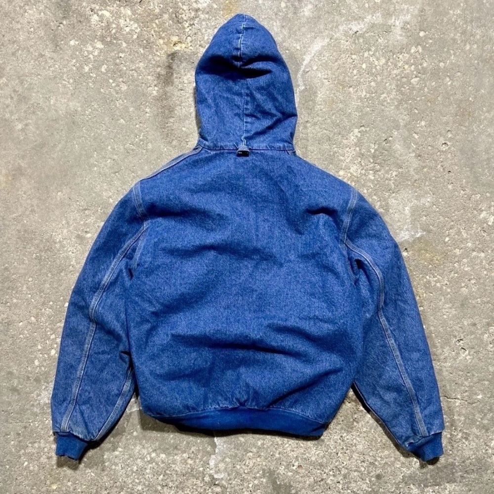 VTG 90s Carhartt Y07 DST denim blanket-lined hooded jacket. - Picture 3 of 7